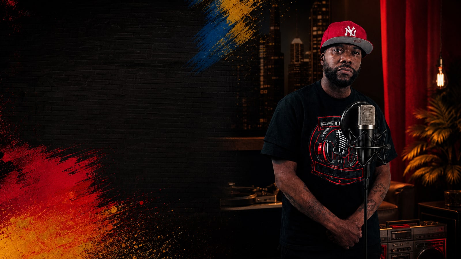 Portrait of J-Reel, hip-hop artist, interviewer and podcast host